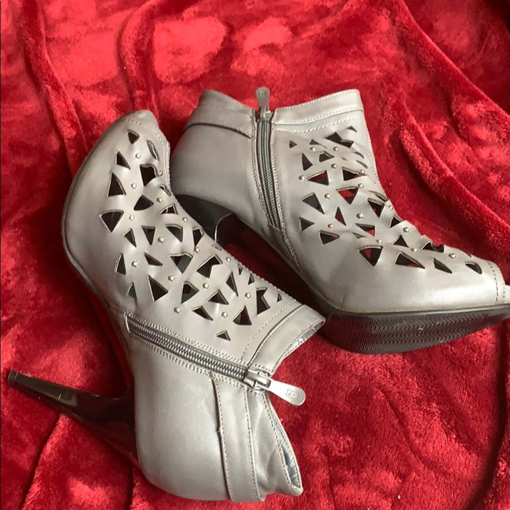 European leather peep toe ankle booties